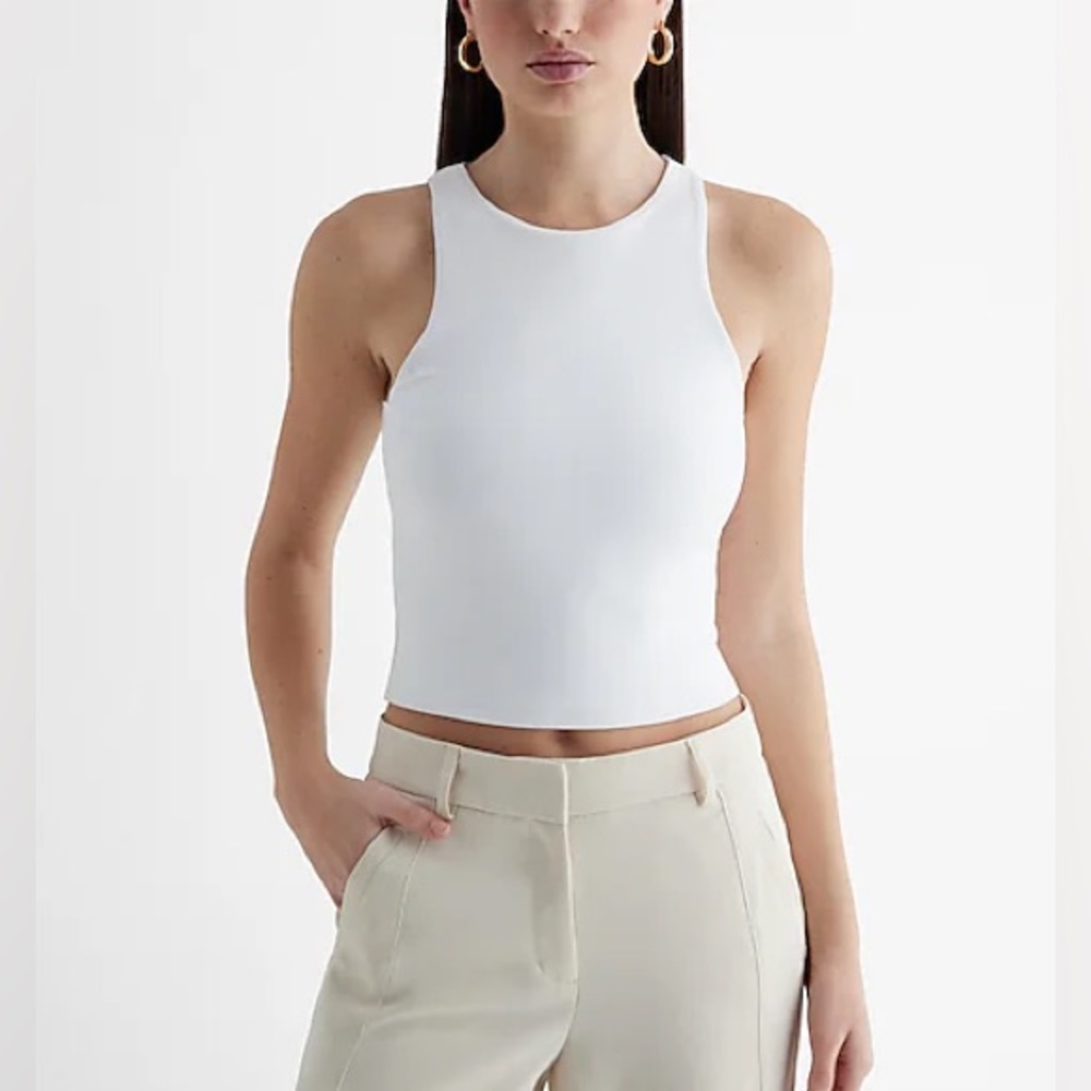 White Express Body Contour Cropped Tank